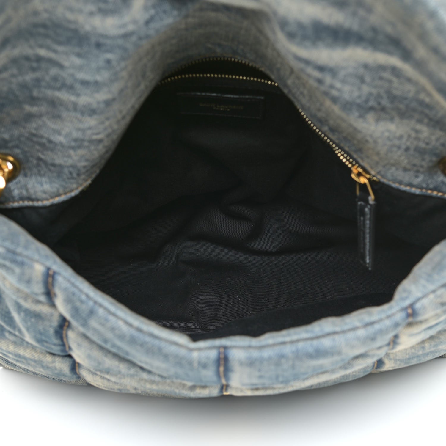Saint Laurent Denim Quilted Medium Loulou Puffer Monogram Chain Satchel Blue Cinnamon 7 of 18