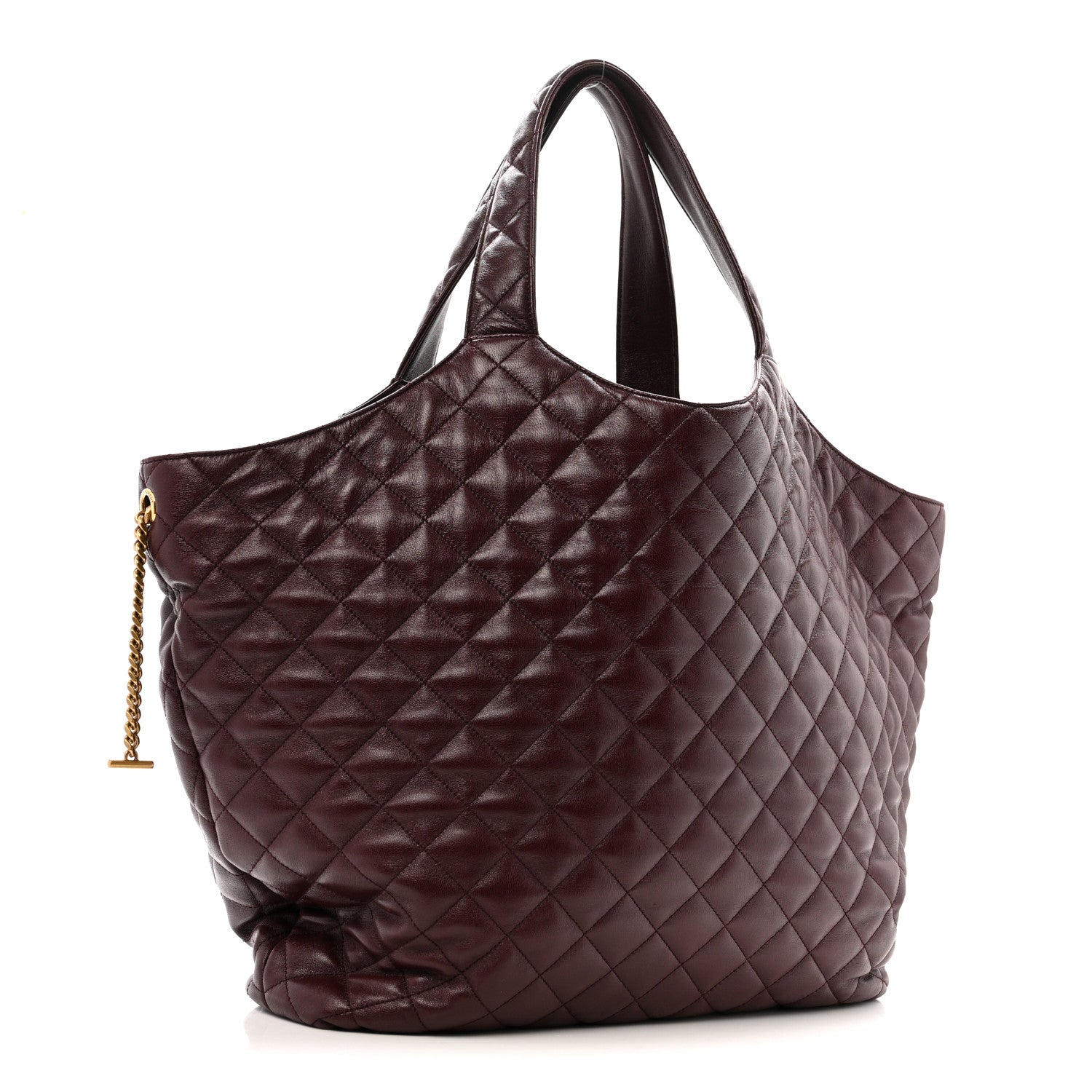 Saint Laurent Lambskin Quilted Maxi Icare Shopping Tote Hot Wine 4 of 12