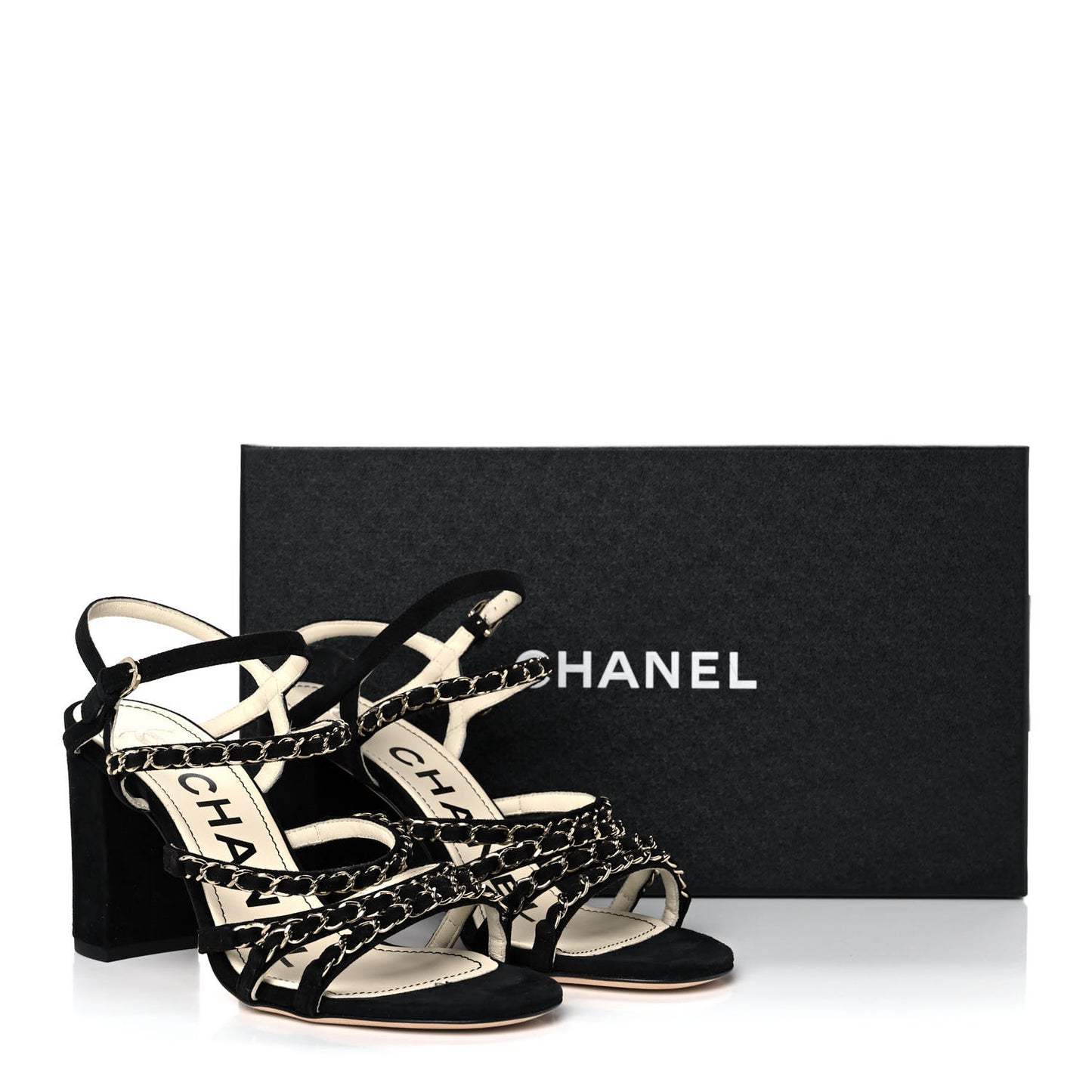 Suede Chain Sandals 38.5 Black
