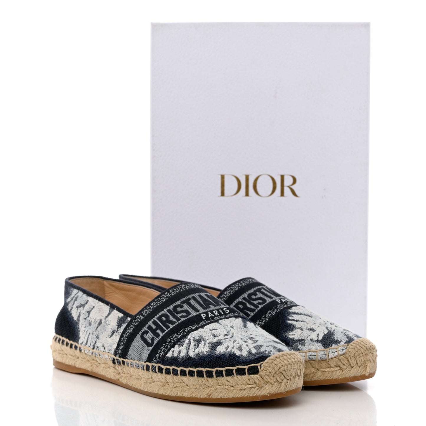 Canvas Tie and Dior Embroidered Granville 15mm Espadrilles 38 Denim