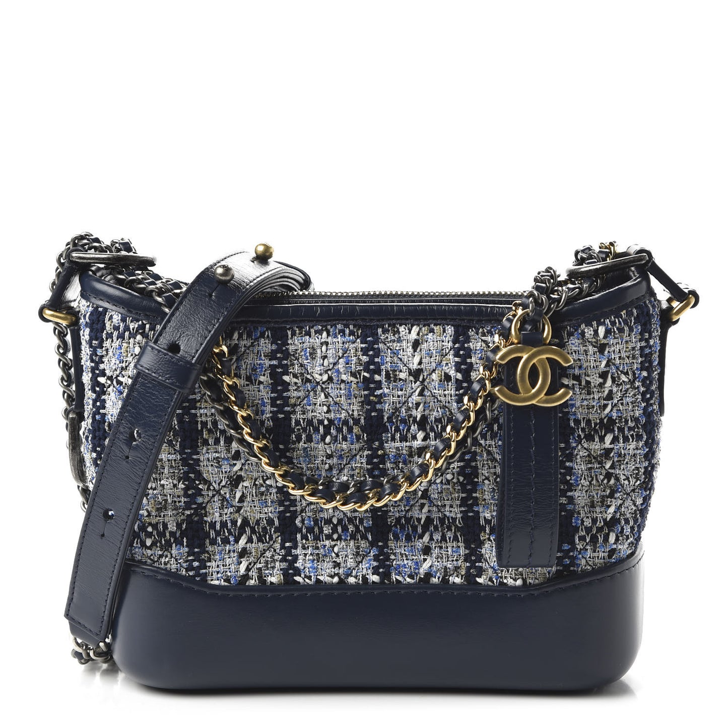 Tweed Calfskin Small Gabrielle Hobo Blue