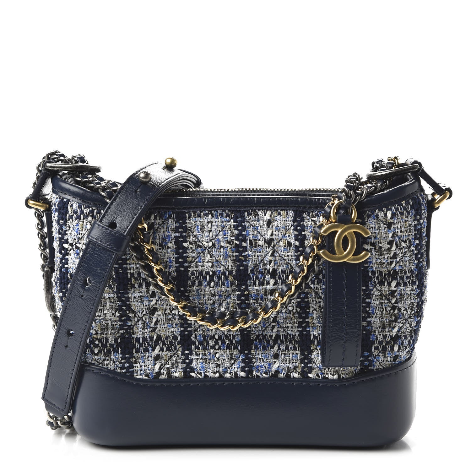 Chanel Tweed Calfskin Small Gabrielle Hobo Blue 1 of 10
