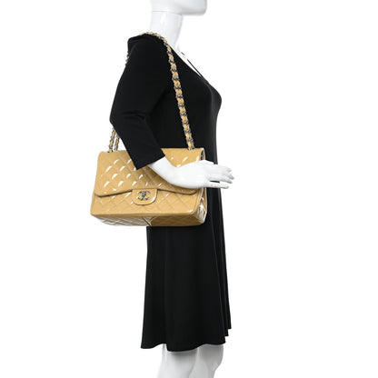 Chanel Patent Quilted Jumbo Double Flap Beige 2 of 16