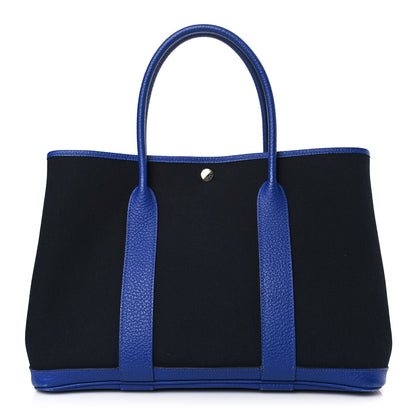 Hermes Toile Militaire Vache Country Garden Party 36 MM Black Bleu Electrique 1 of 12