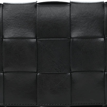 Bottega Veneta Calfskin Maxi Intreccio Cassette With Strap Bag Black 9 of 11