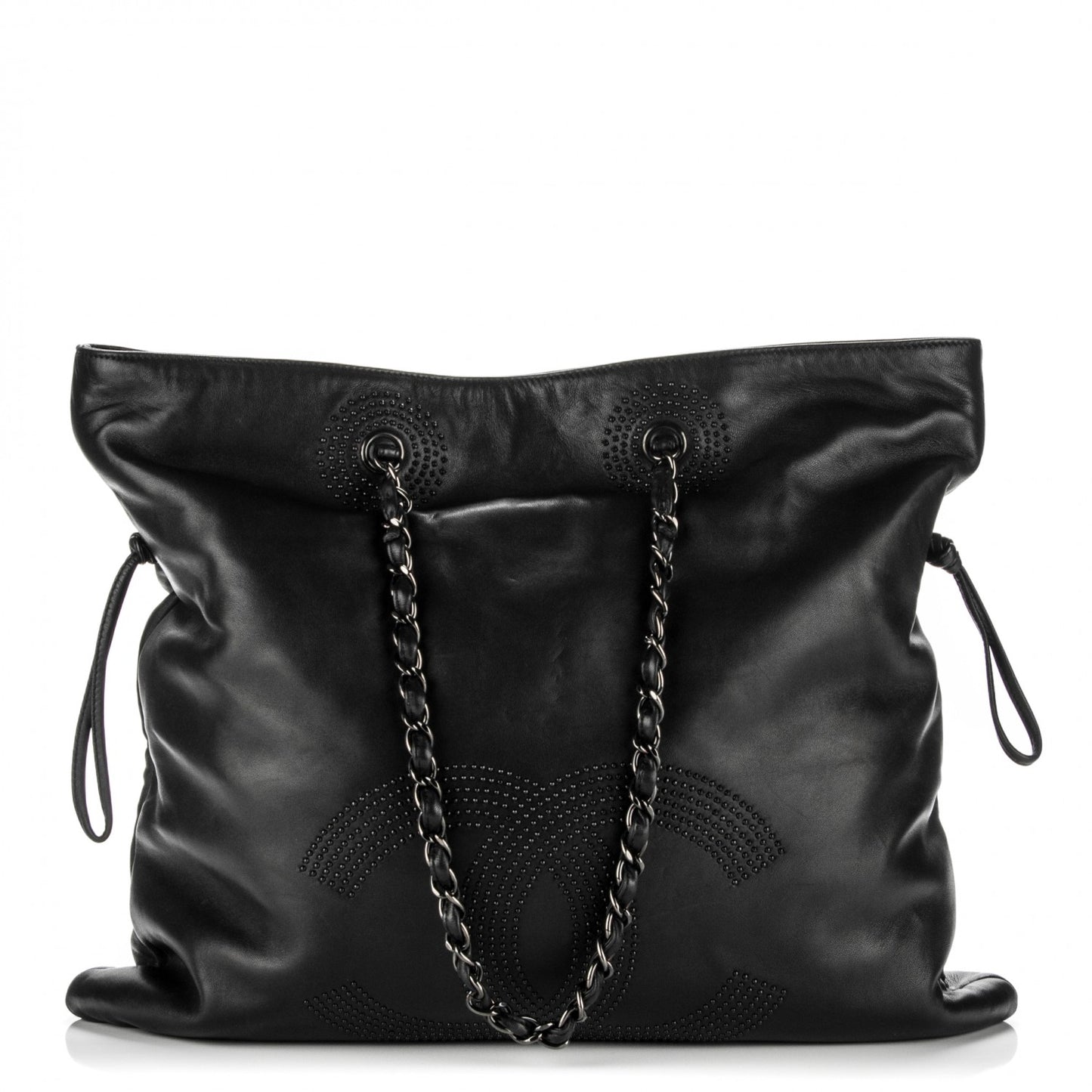 Lambskin CC Studded Bonbons Tote Black