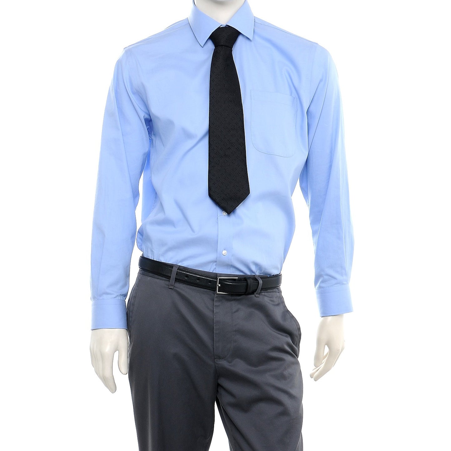 Mens Silk Monogram Relief Neck Tie Black