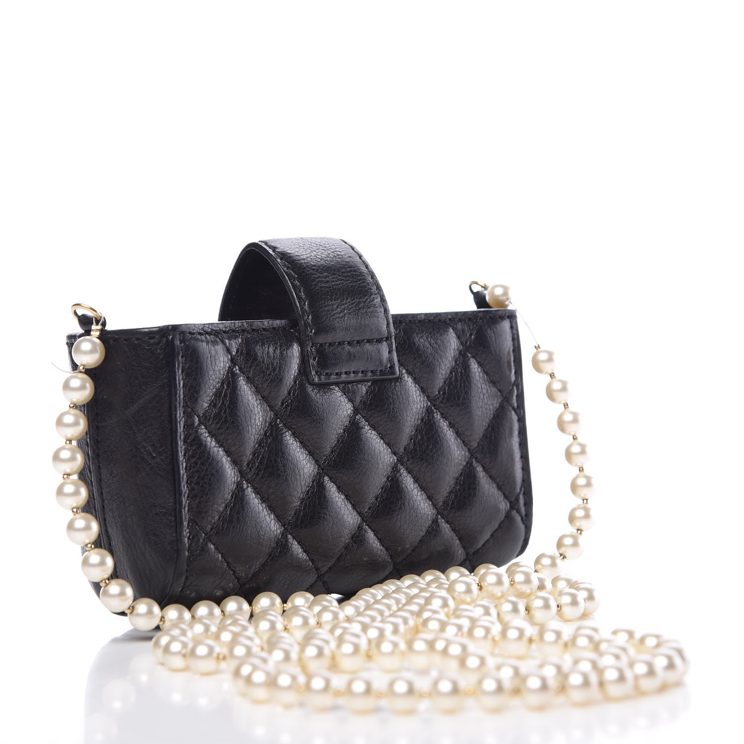 Chanel Calfskin Quilted Pearl Chain Love Symbols Mini Bag Black 3 of 17