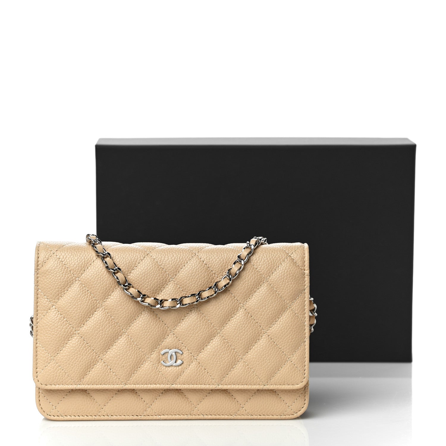 Chanel Caviar Quilted Wallet On Chain WOC Beige 12 of 12