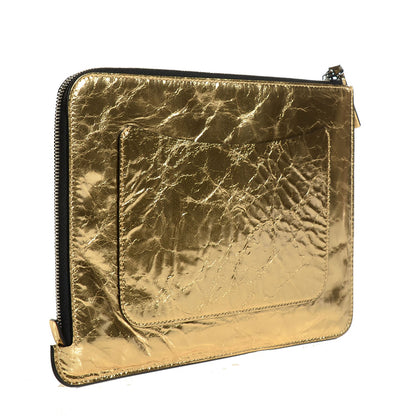 Chanel Metallic Lambskin Medium Je Ne Suis Pas En Solde Pouch Clutch Gold 3 of 7