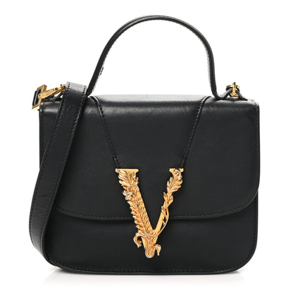 Versace Vitello Barocco Virtus Small Top Handle Shoulder Bag Black 1 of 12