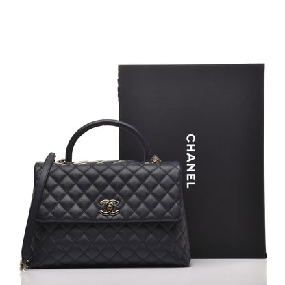 Chanel Caviar Quilted Medium Coco Handle Flap Navy Blue 9 of 9