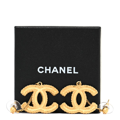 Chanel CC Drop Earrings Matte Gold 5 of 5