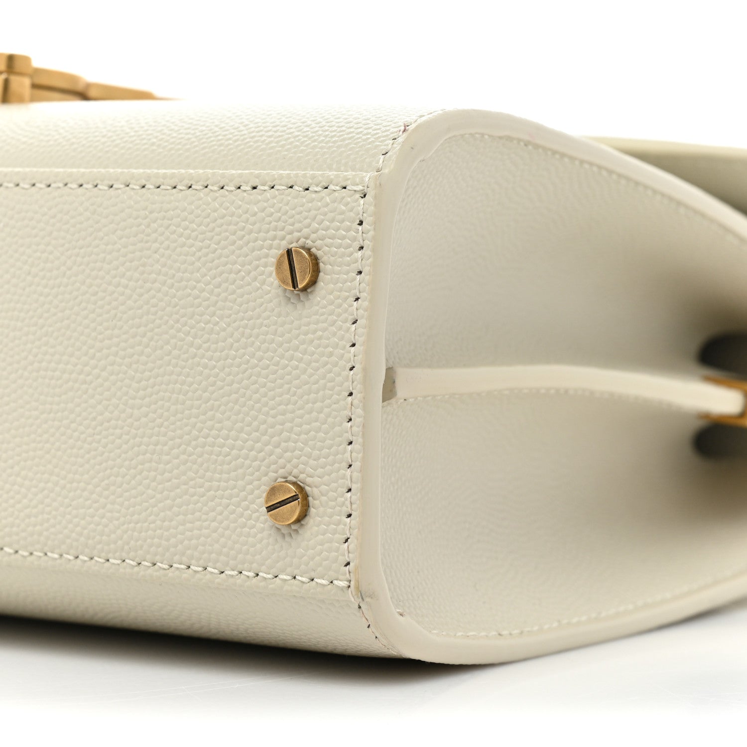 Saint Laurent Grain de Poudre Mini Classic Monogram Cassandra Top Handle Vintage White 8 of 15