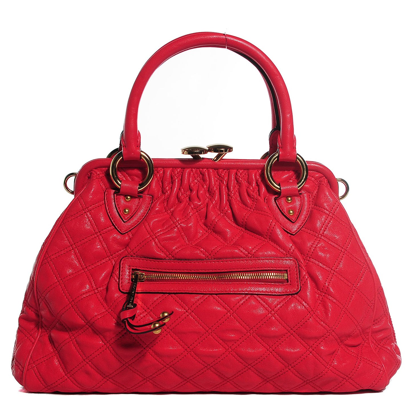 Calfskin Quilted Stam Coral