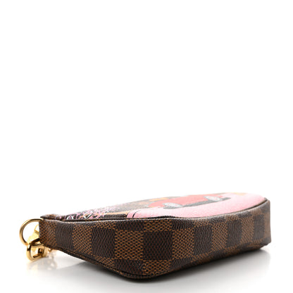 Louis Vuitton Damier Ebene 2019 Christmas Animation Mini Pochette Accessories Red 4 of 7