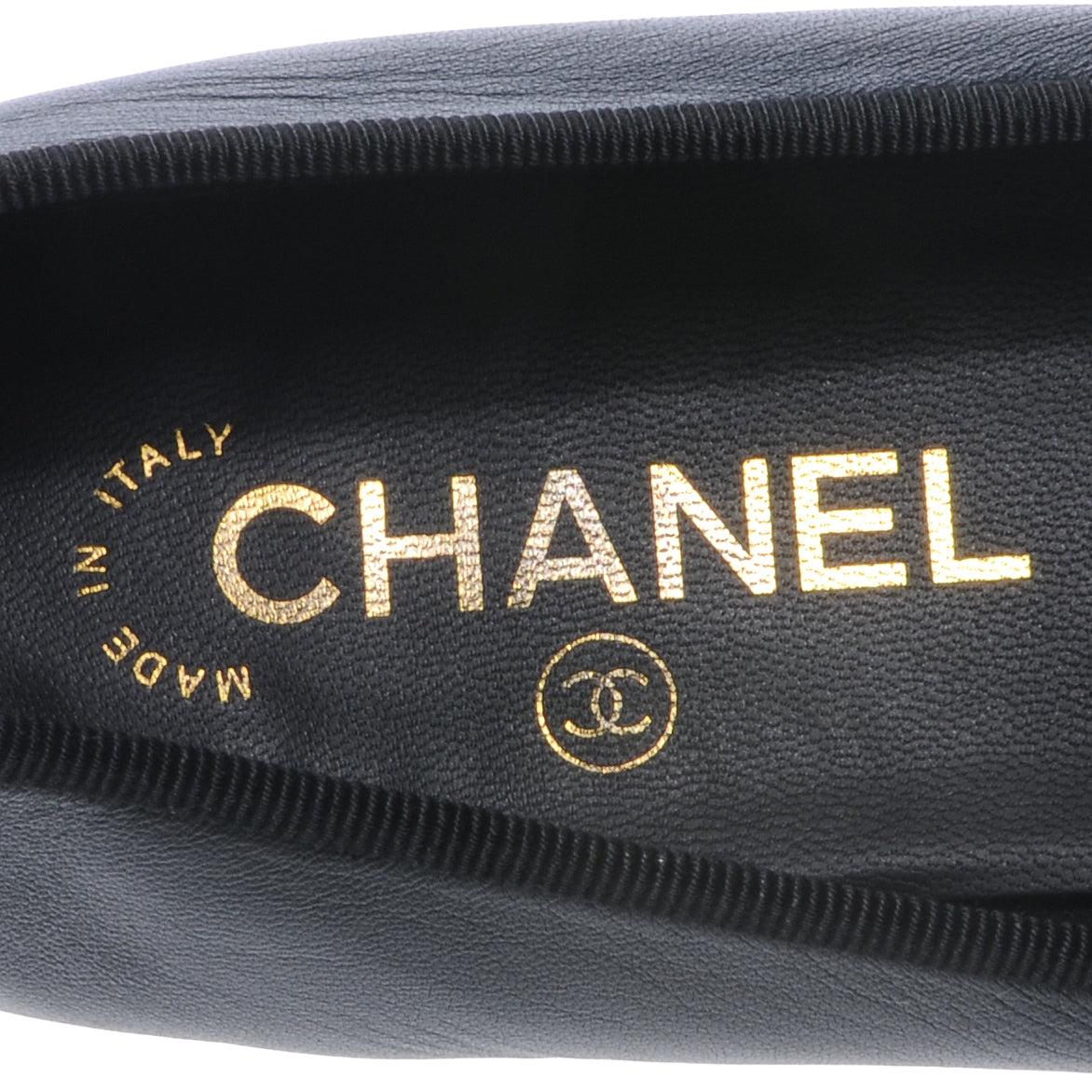 Chanel Leather Cap Toe Ballet Flats 39.5 Black Gold 16 of 20