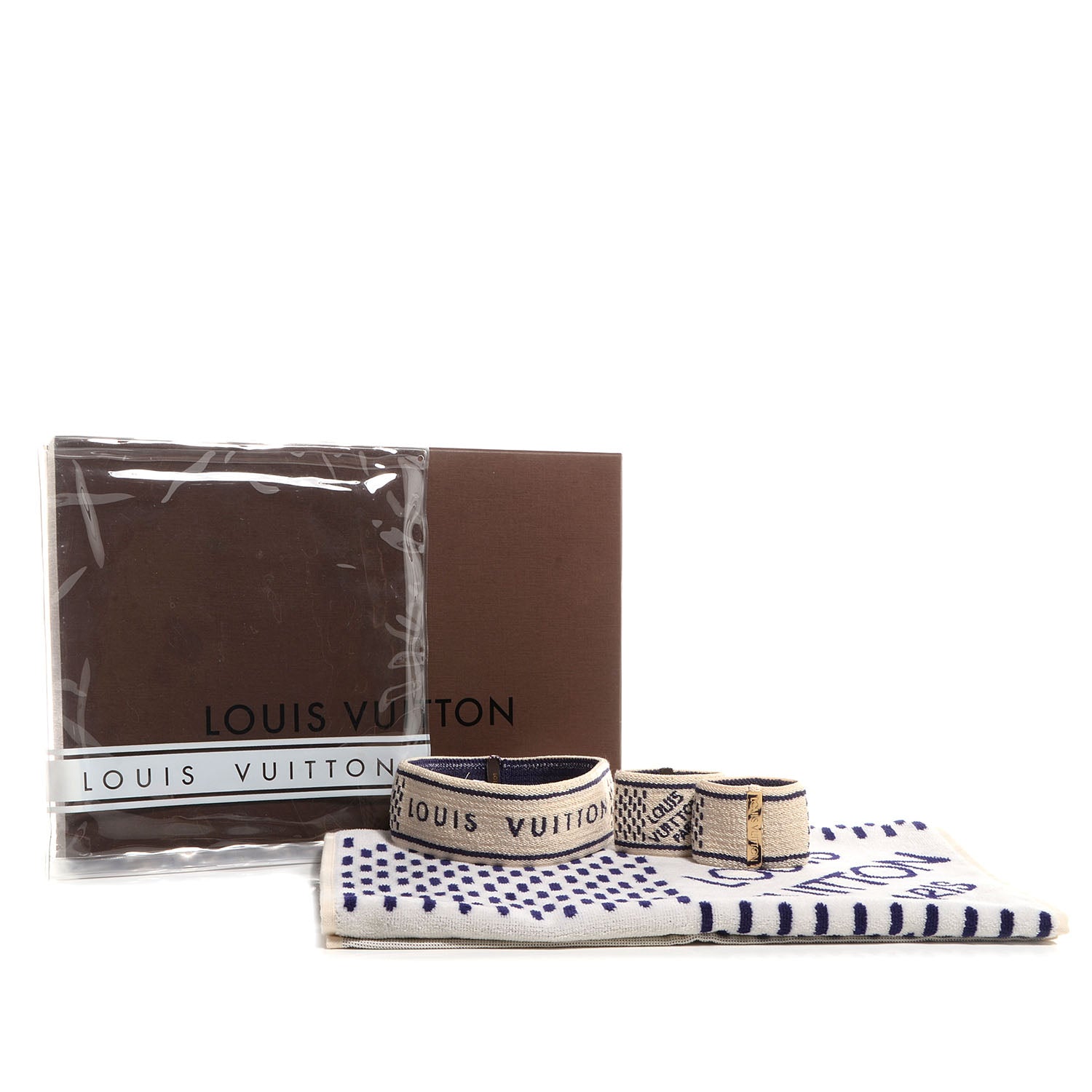 Louis Vuitton Damier Azur Headband Sweatband Towel Gym Set 3 of 11