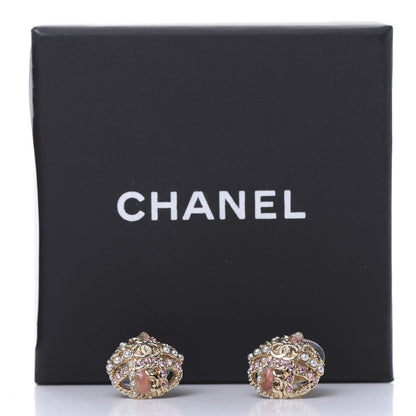 Chanel Pearl CC Round Earrings Gold Pink 5 of 5
