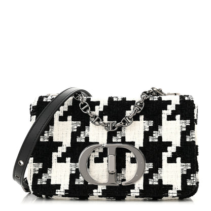 Christian Dior Tweed Macro Houndstooth Small Caro Bag Black White 1 of 11