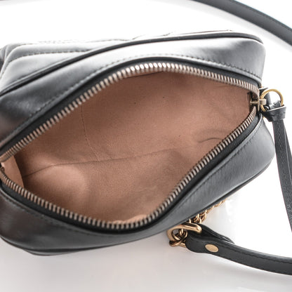 Gucci Calfskin Matelasse Mini GG Marmont Chain Shoulder Bag Black 5 of 6