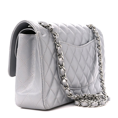 Chanel Metallic Lambskin Quilted Medium Double Flap Silver 3 of 12