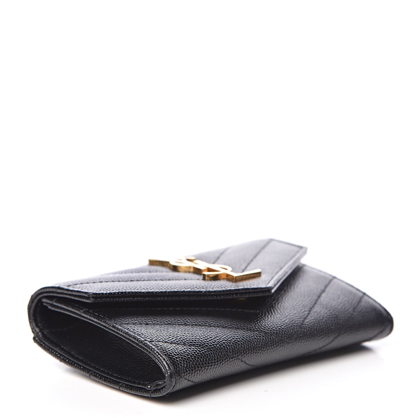 Grain De Poudre Matelasse Chevron Small Monogram Envelope Wallet Black