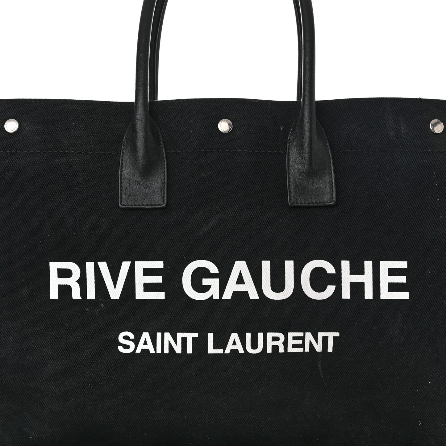 Linen Calfskin Rive Gauche Tote Black