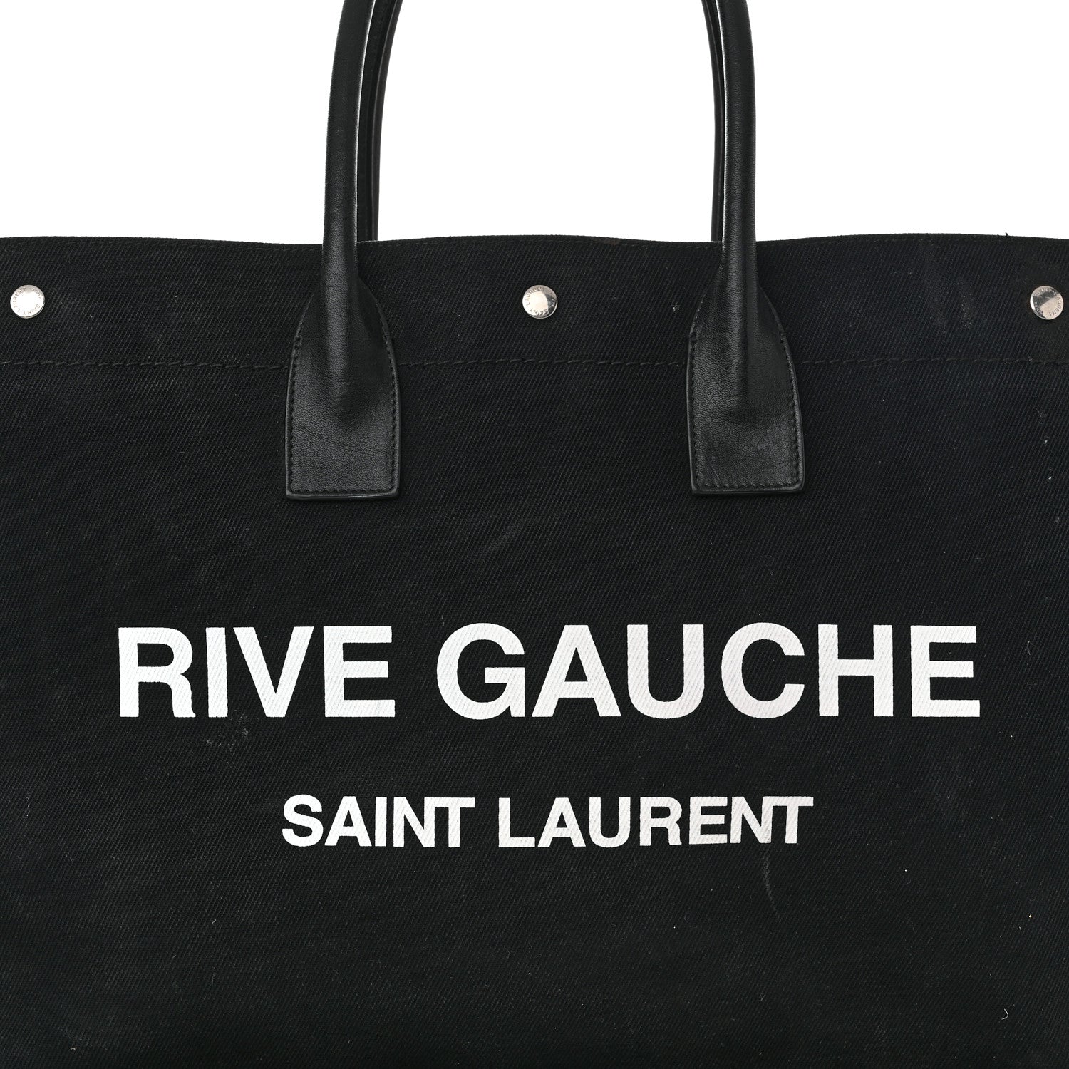 Saint Laurent Linen Calfskin Rive Gauche Tote Black 8 of 15