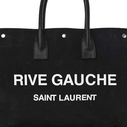 Saint Laurent Linen Calfskin Rive Gauche Tote Black 8 of 15