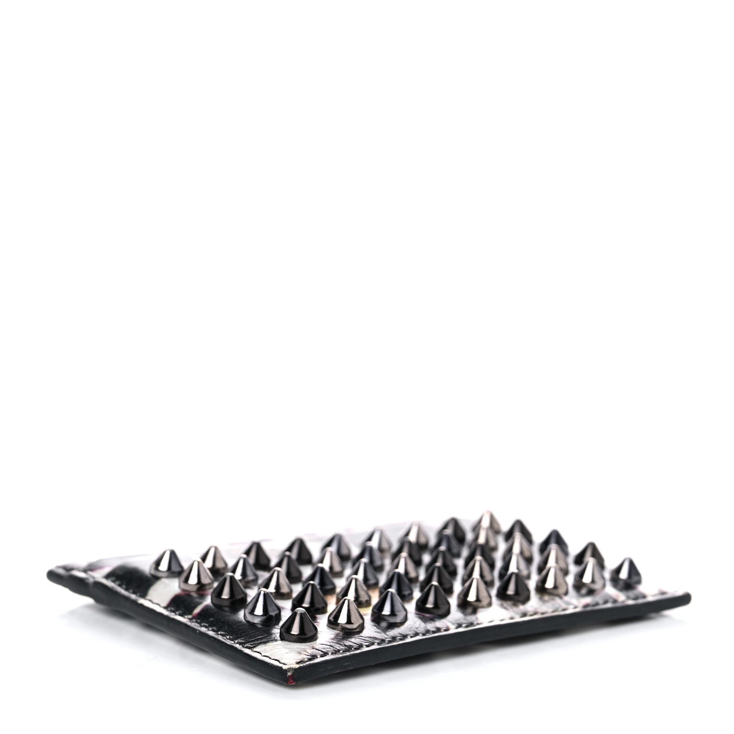 Christian Louboutin Calfskin Marble Print Spikes Card Holder Black 4 of 11