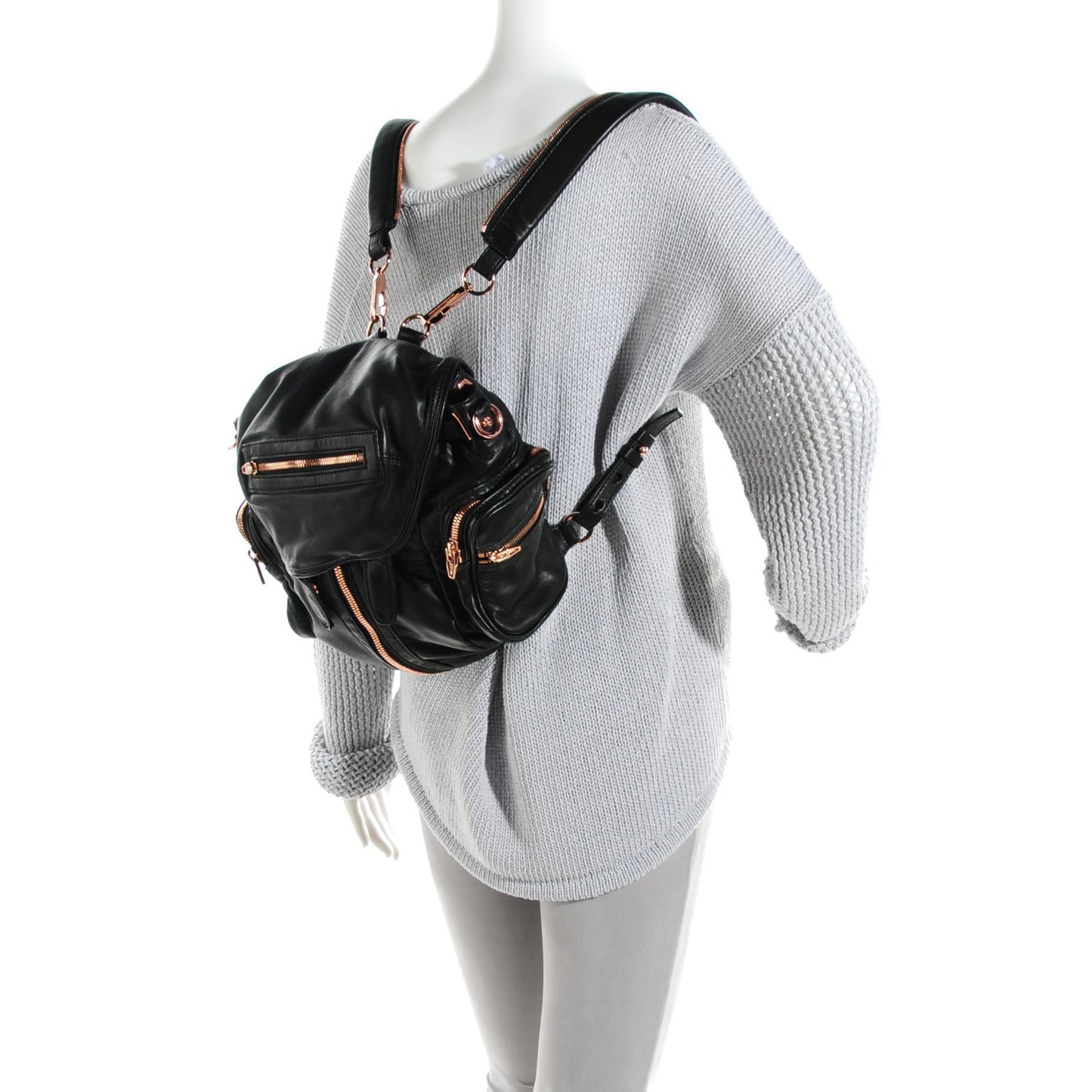 Lambskin Marti Backpack Washed Black Rose Gold Hardware