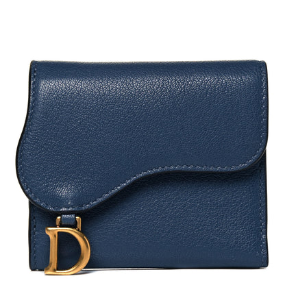 Christian Dior Goatskin Saddle Lotus Wallet Black 1 of 8