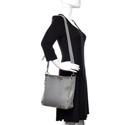 Valentino Garavani Pebbled Calfskin Small Rockstud Flip-Lock Messenger Bag Light Stone 2 of 11