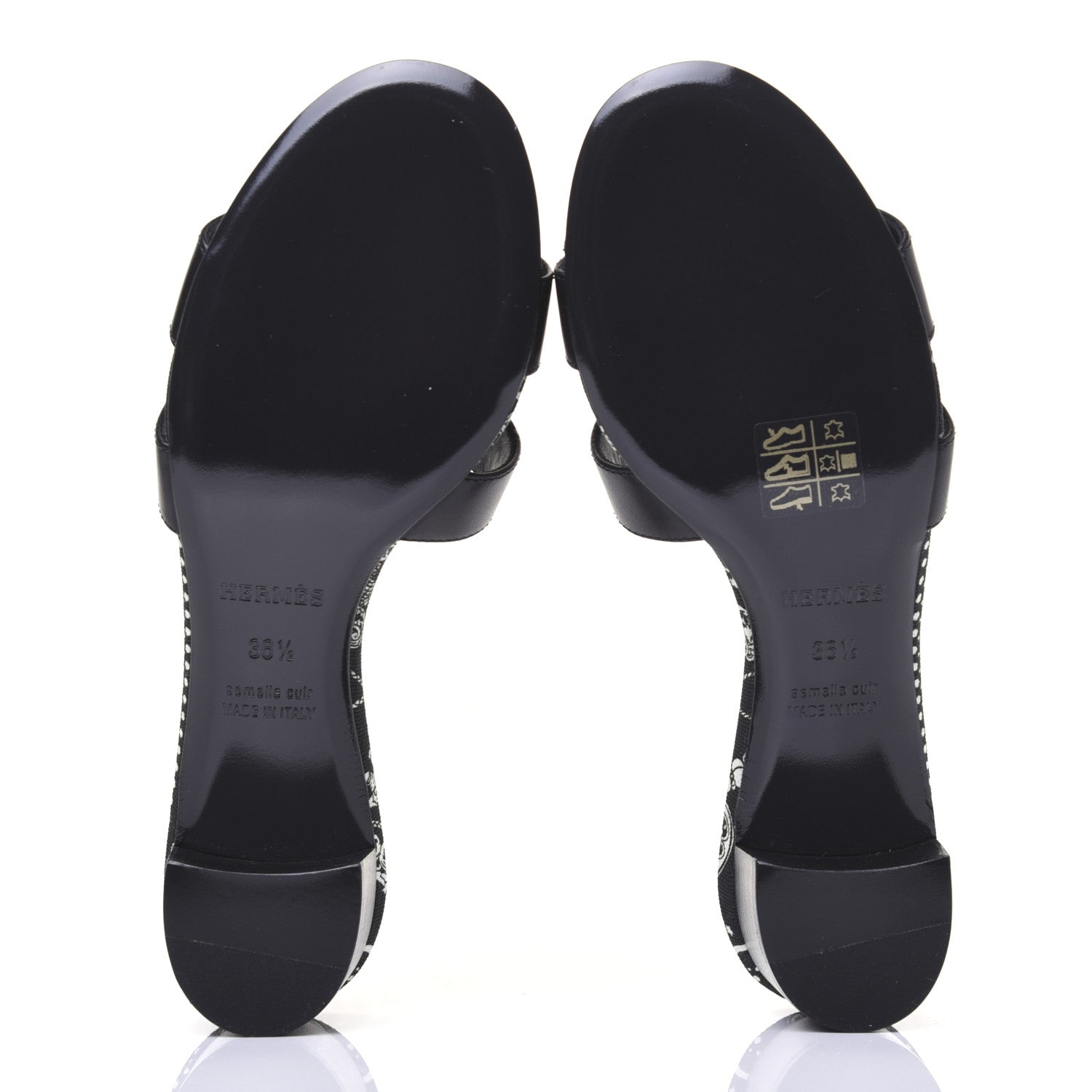 Hermes Calfskin Oasis Sandals 36.5 Black 6 of 11