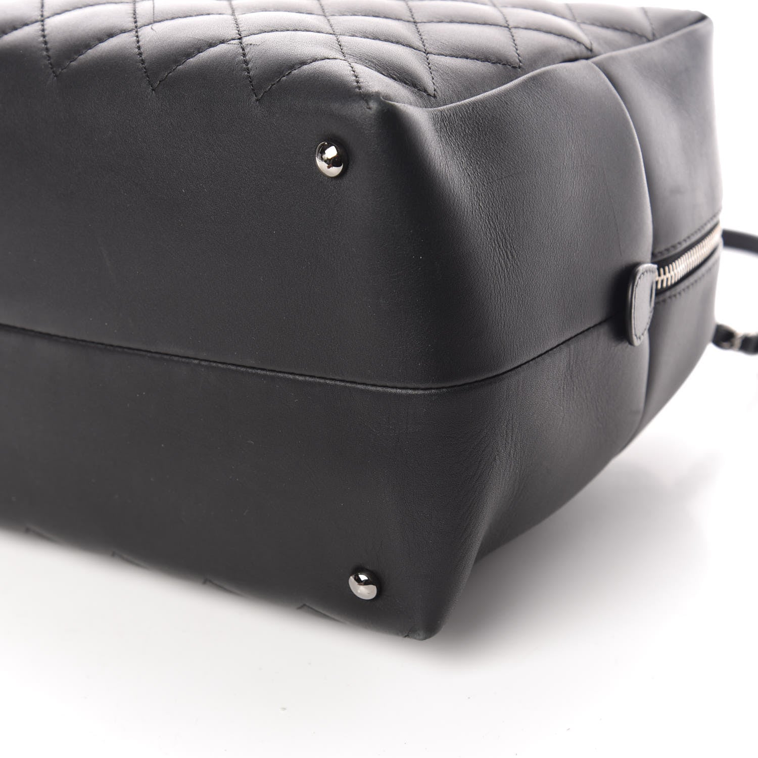 Chanel Calfskin Quilted Feather Weight Bowling Bag Black 7 of 10