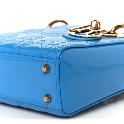 Christian Dior Patent Cannage Mini Lady Dior Blue 10 of 10