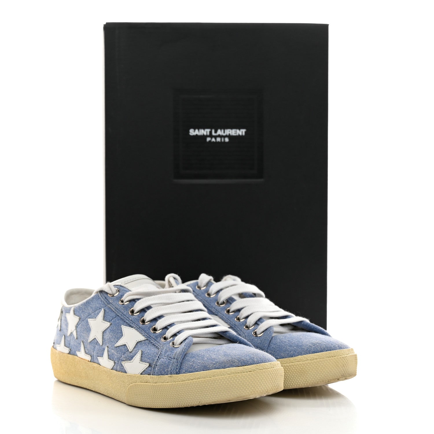 Saint Laurent Denim Calfskin Star Court Sneakers 37 Blue 16 of 16