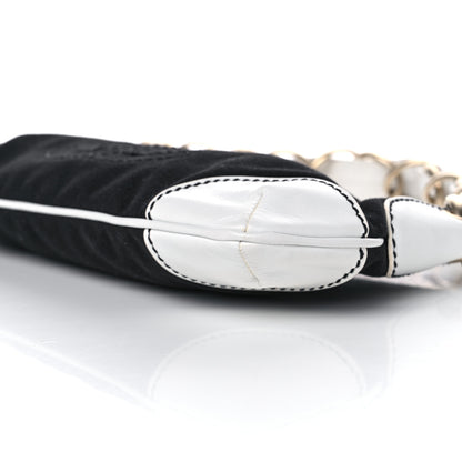 Chanel Lambskin Canvas CC Small Olsen Chain Shoulder Bag White Black 8 of 12