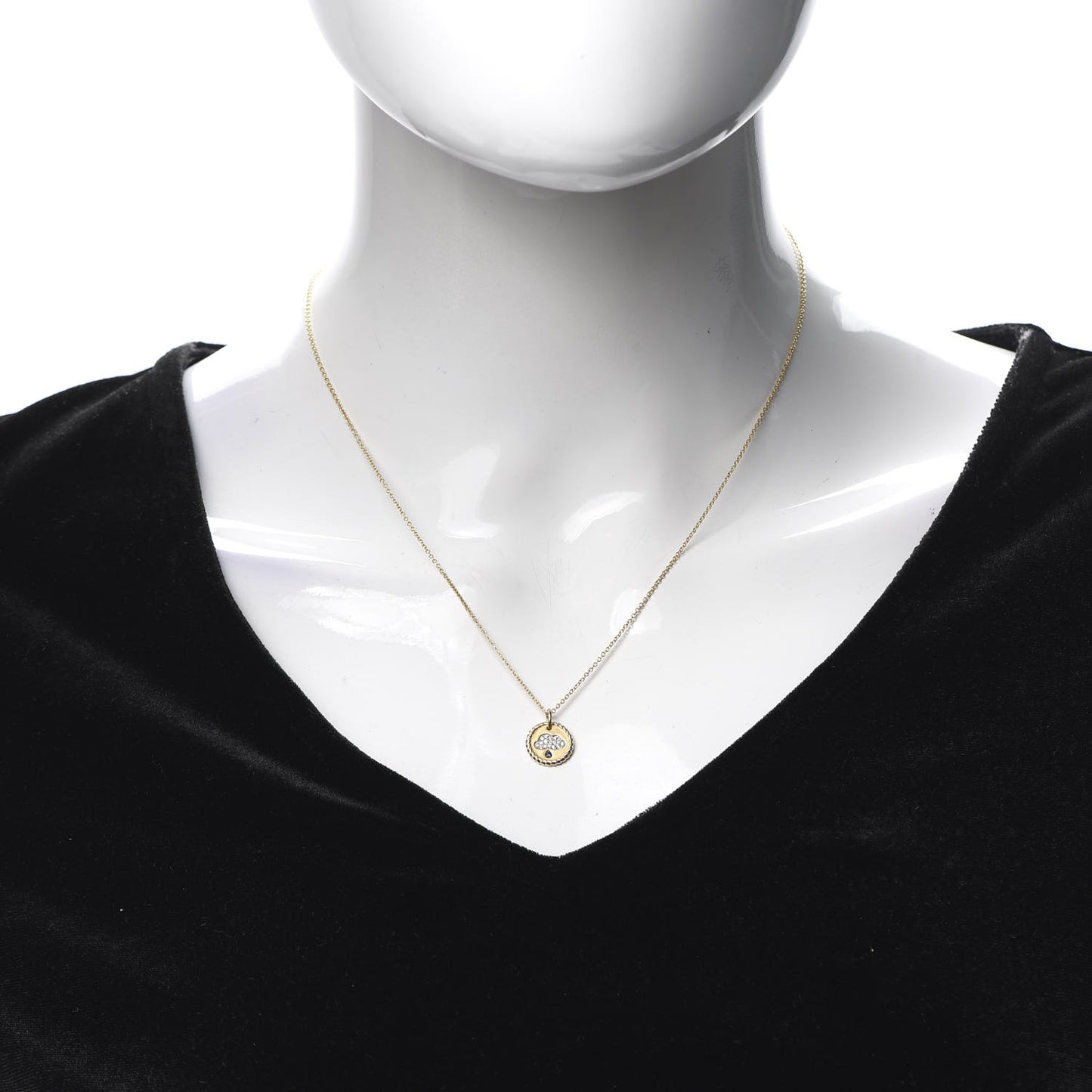 18K Yellow Gold Diamond Sapphire Cable Collectables Cloud Charm Pendant Necklace