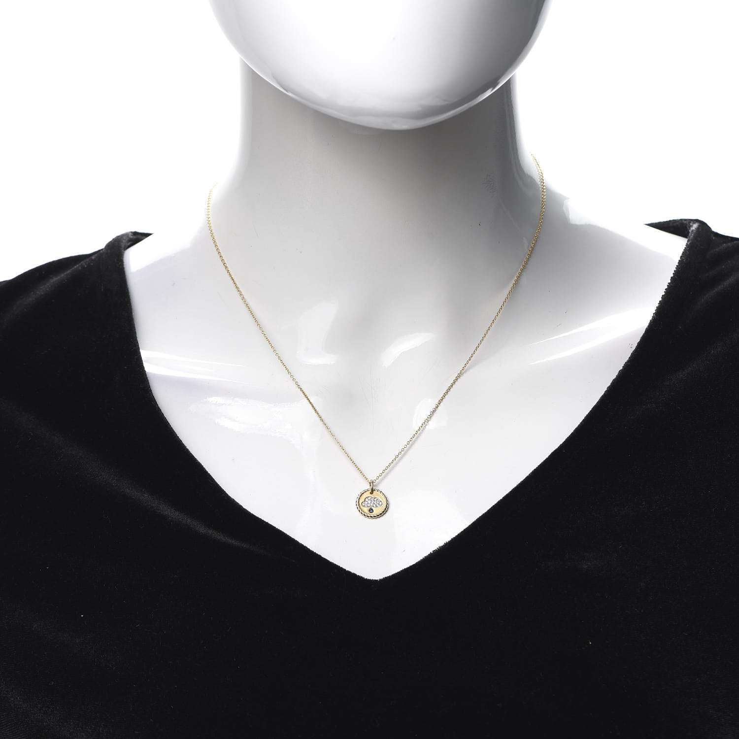 David Yurman 18K Yellow Gold Diamond Sapphire Cable Collectables Cloud Charm Pendant Necklace 2 of 5