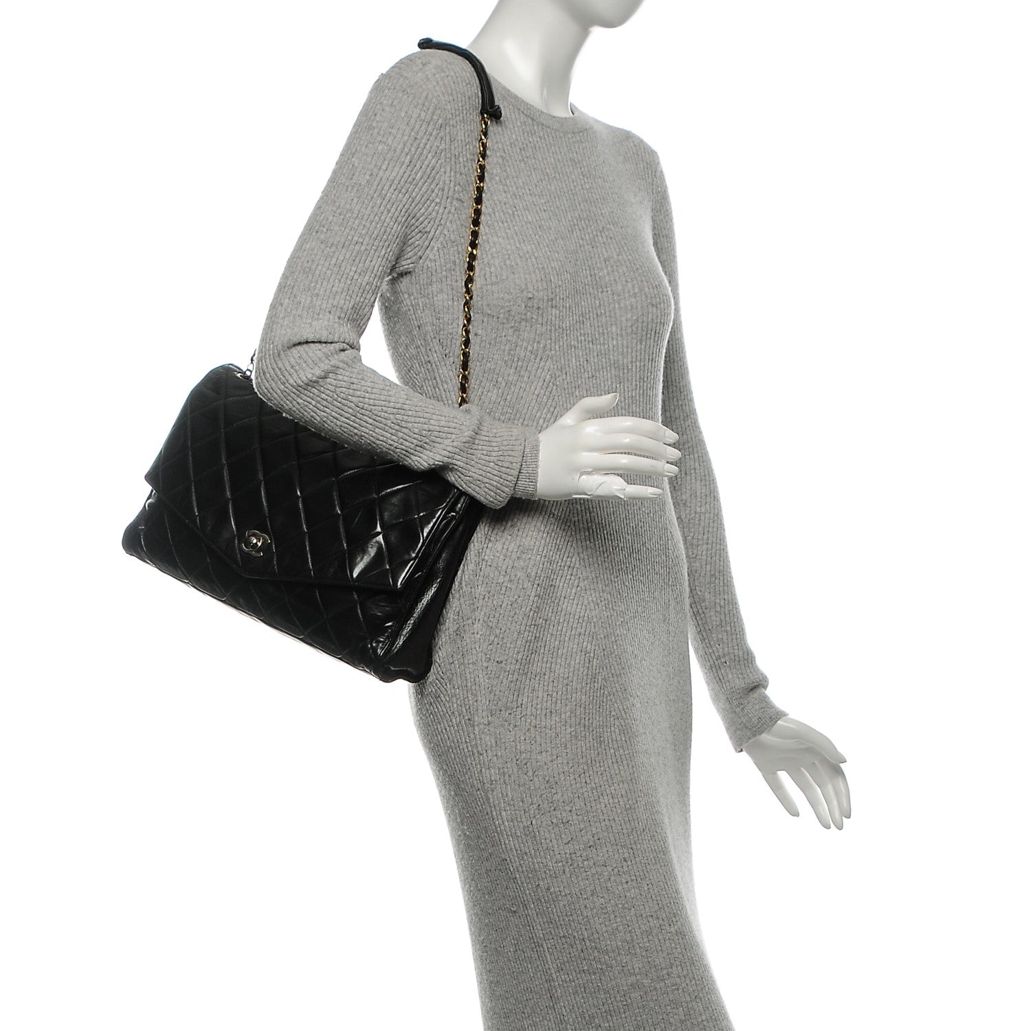 Chanel Lambskin Quilted Large Shoulder Flap Bag Black 3 of 10