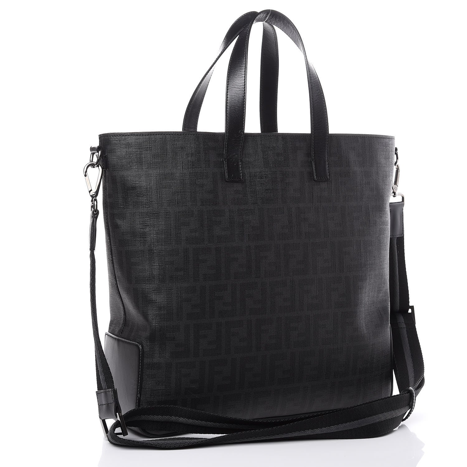 Fendi Zucca Spalmati Top Handle Convertible Tote Black 3 of 12