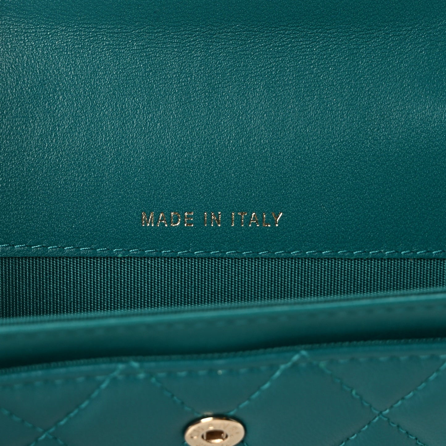 Lambskin Quilted Boy Flap Card Holder Turquoise