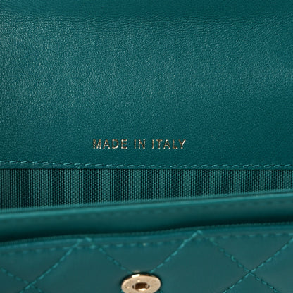 Chanel Lambskin Quilted Boy Flap Card Holder Turquoise 7 of 8