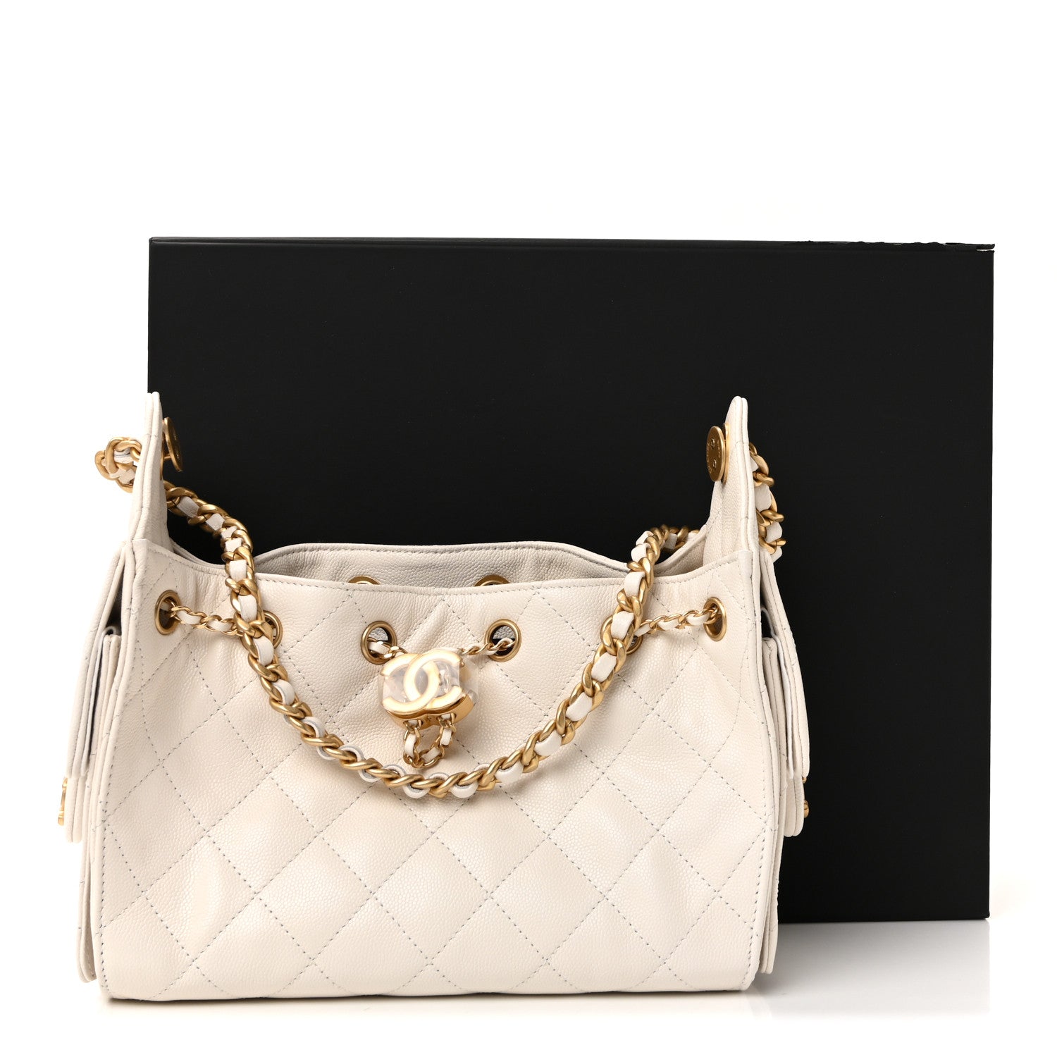 Chanel Caviar Quilted Mini Chanel 25 Handbag White 11 of 11