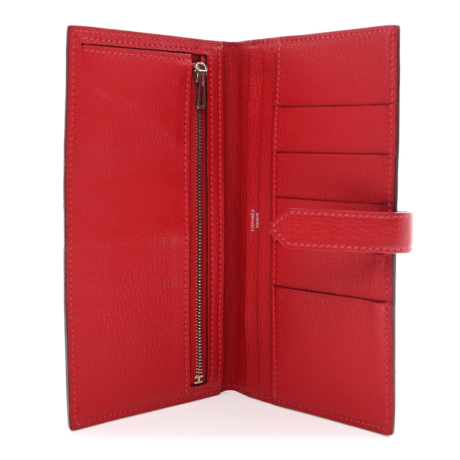 Hermes Chèvre Mysore Bi-Color Bearn Gusset Wallet Rose Lipstick Rouge Casaque 5 of 7