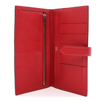 Hermes Chèvre Mysore Bi-Color Bearn Gusset Wallet Rose Lipstick Rouge Casaque 5 of 7