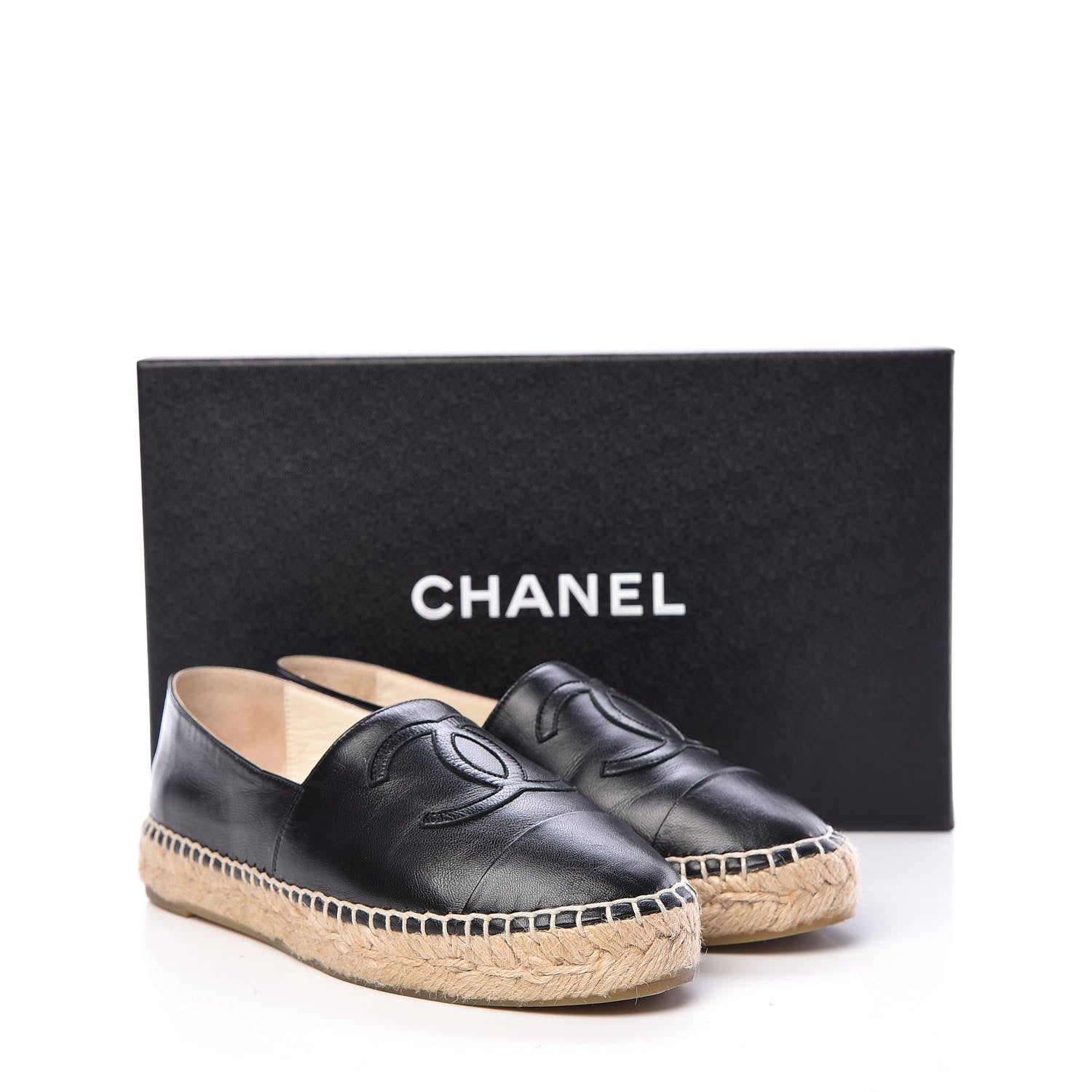 Chanel Lambskin CC Espadrilles 35 Black 10 of 10