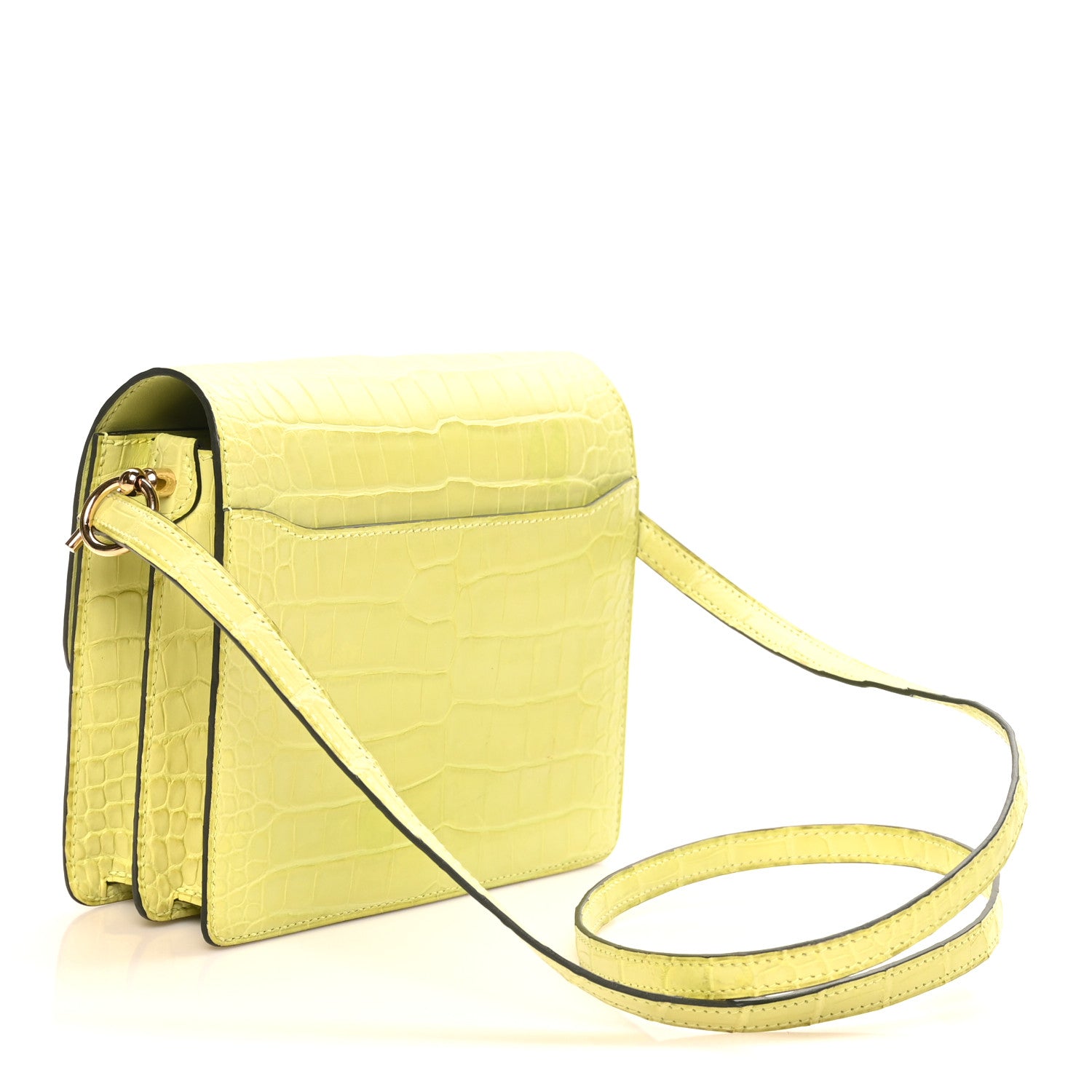 Hermes Matte Alligator Mini Sac Roulis Jaune Bourgeon 3 of 10
